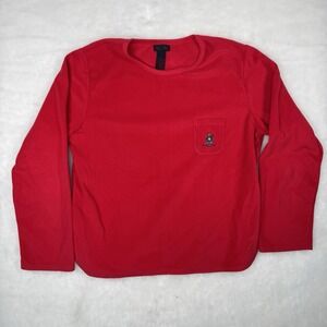 Ralph Ralph Lauren Women's Size L Red Soft Long Sleeve Pajama Top Bear Pocket
